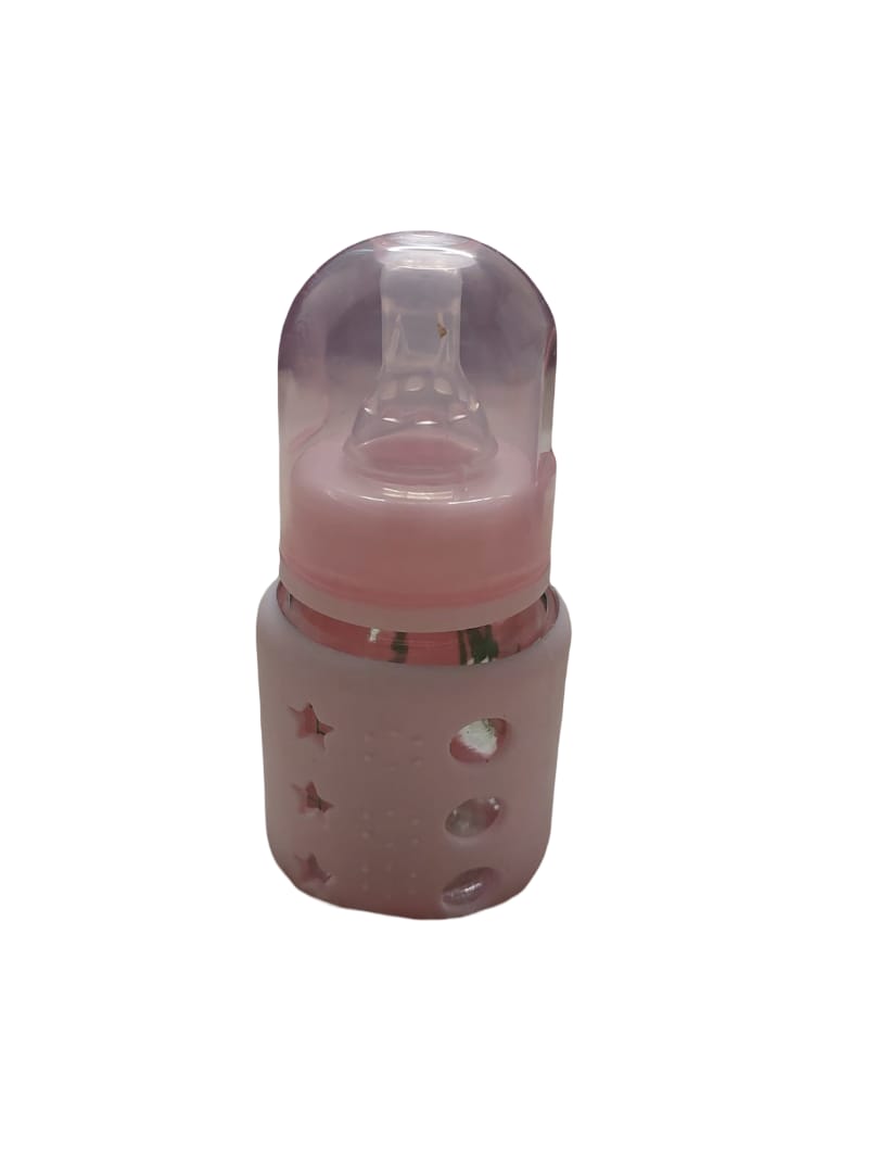 Glow & Giggle Glass Feeding Bottle with Silicone Cover & Handles – 60ml, 120ml & 240ml | BPA-Free Baby Feeding Bottle